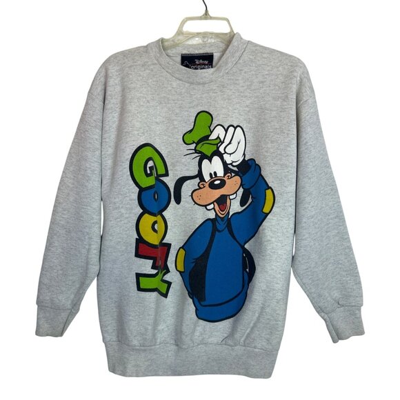 Vintage 90's Disney Originals Unisex M Goofy Sweatshirt Gray Crewneck Pullover - Picture 1 of 9